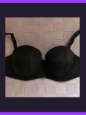 Black Balconette Bra 32D Convertible Strapless Underwire
